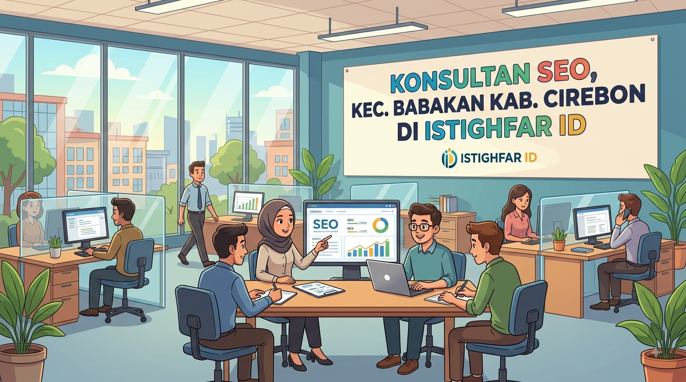 Tim ahli Konsultan SEO Babakan sedang menganalisis performa kata kunci situs web di Istighfar ID