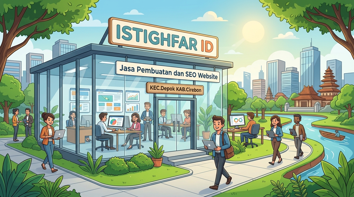 Tim ahli Jasa pembuatan dan SEO website Depok sedang menganalisis kenaikan peringkat trafik organik di Istighfar ID