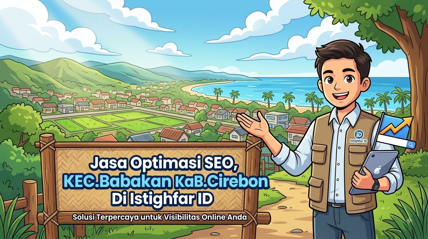 Tim ahli Jasa optimasi SEO Babakan sedang menganalisis performa kata kunci situs web di Istighfar ID
