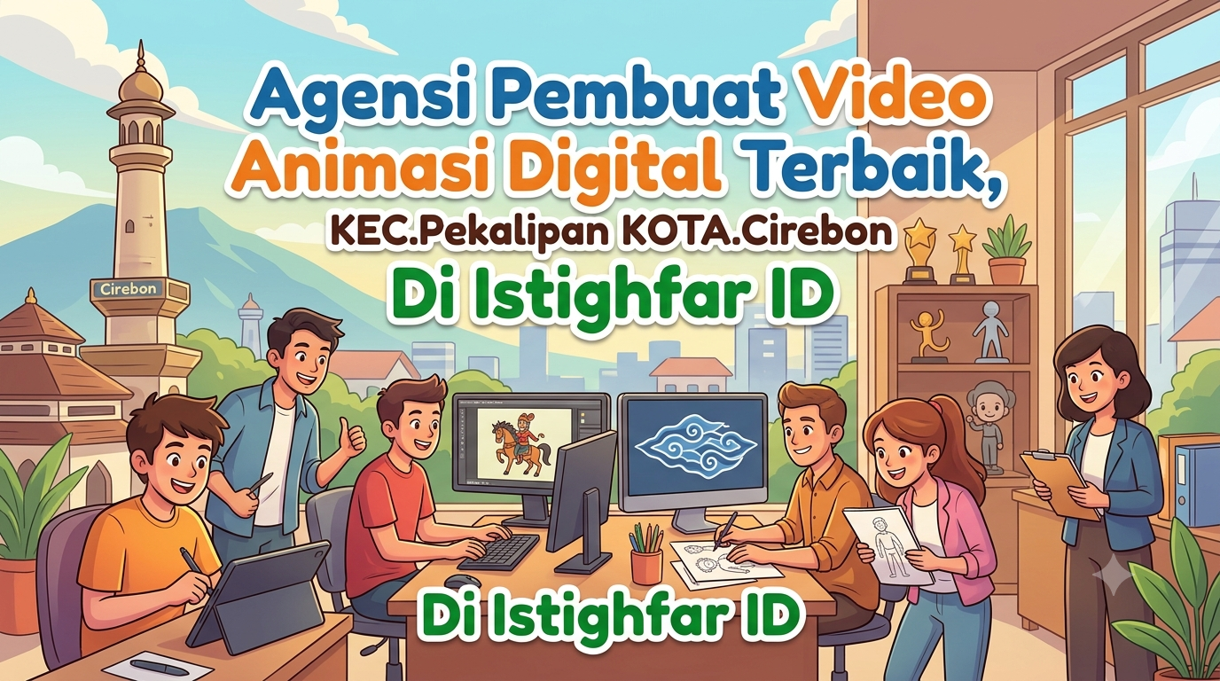 Tim agensi pembuat video animasi digital terbaik Pekalipan sedang memproses rendering video animasi di Istighfar ID