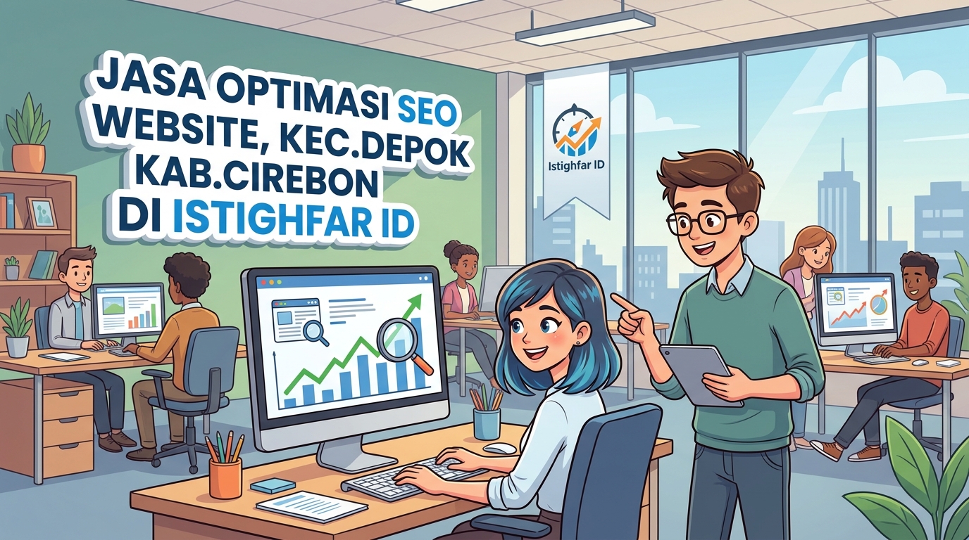 Tim ahli Jasa optimasi SEO website Depok sedang menganalisis kenaikan peringkat trafik organik di Istighfar ID