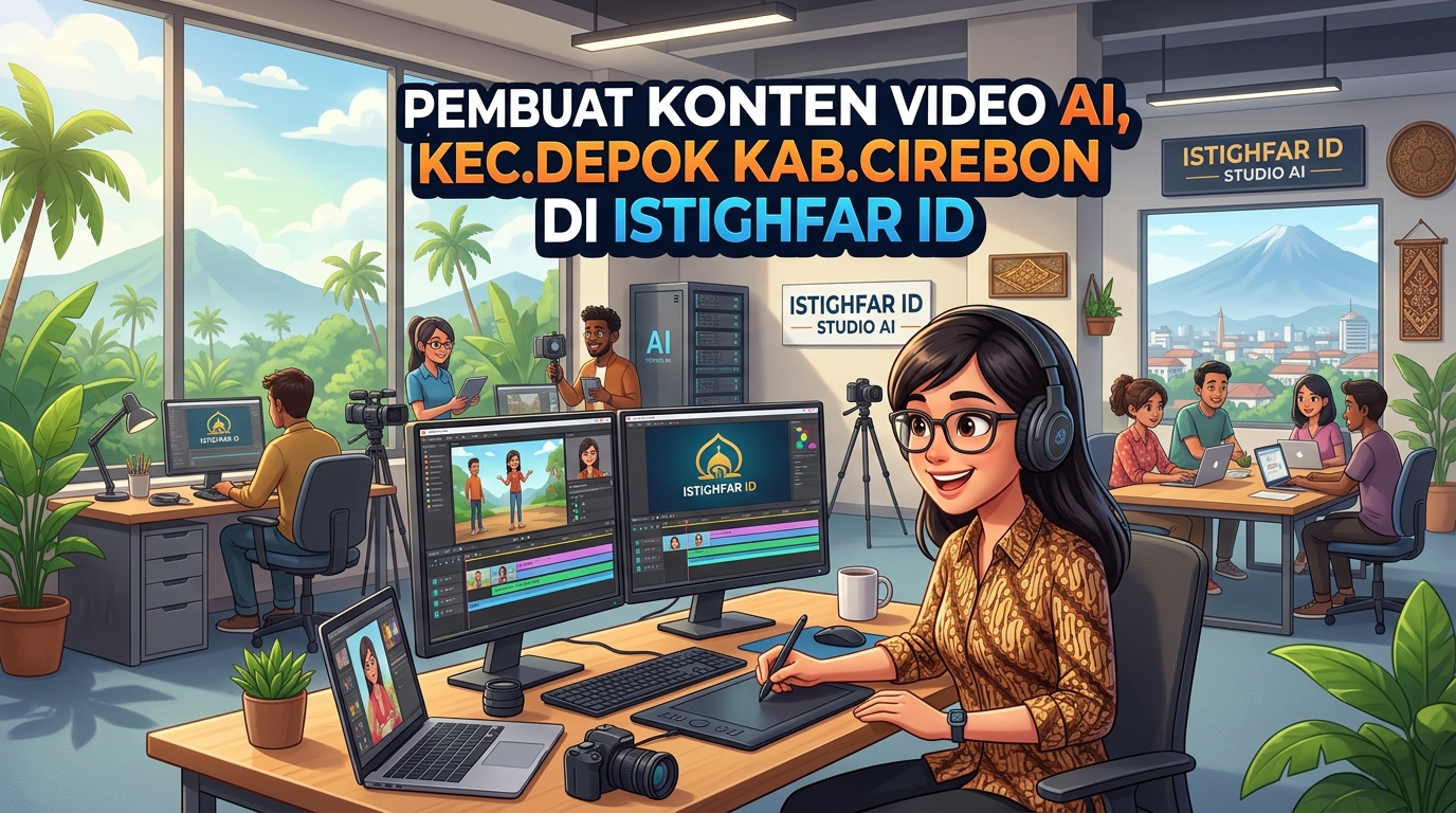Tim ahli Pembuat konten video AI Depok sedang menganalisis kenaikan interaksi konten video di Istighfar ID