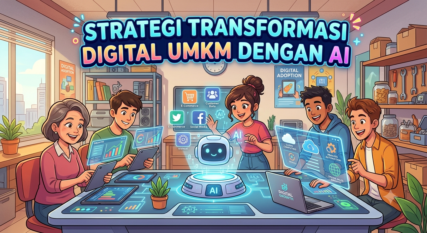 Tim profesional mengulas strategi transformasi digital UMKM dengan AI guna meningkatkan performa pemasaran secara menyeluruh.