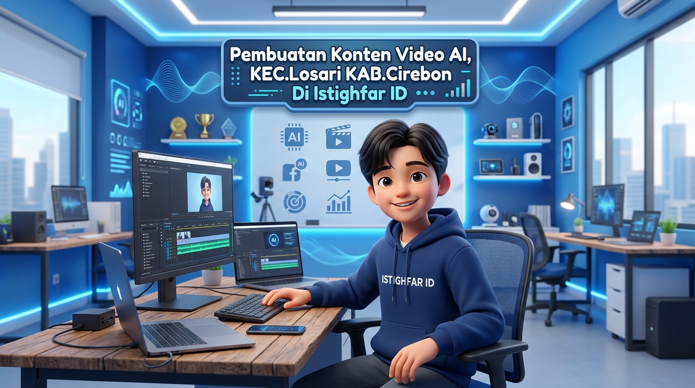 Pembuatan konten video AI Losari oleh Istighfar ID untuk membantu bisnis lokal menarik perhatian publik secara profesional dan inovatif.