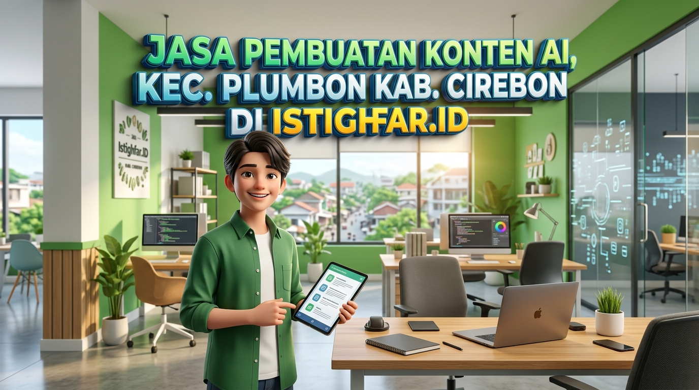 Tim profesional Istighfar ID sedang merancang Jasa Pembuatan Konten AI Plumbon untuk kemajuan usaha lokal.