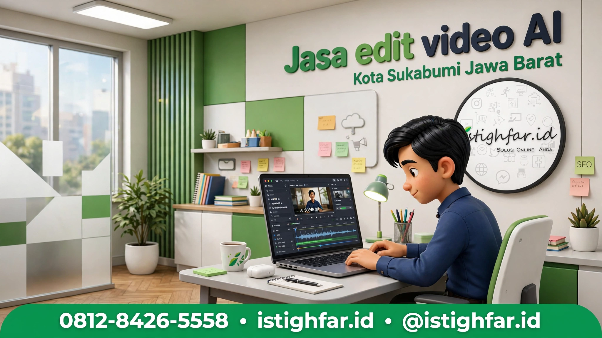 Jasa edit video AI Sukabumi profesional bersama Istighfar Id untuk menyempurnakan konten visual bisnis lokal