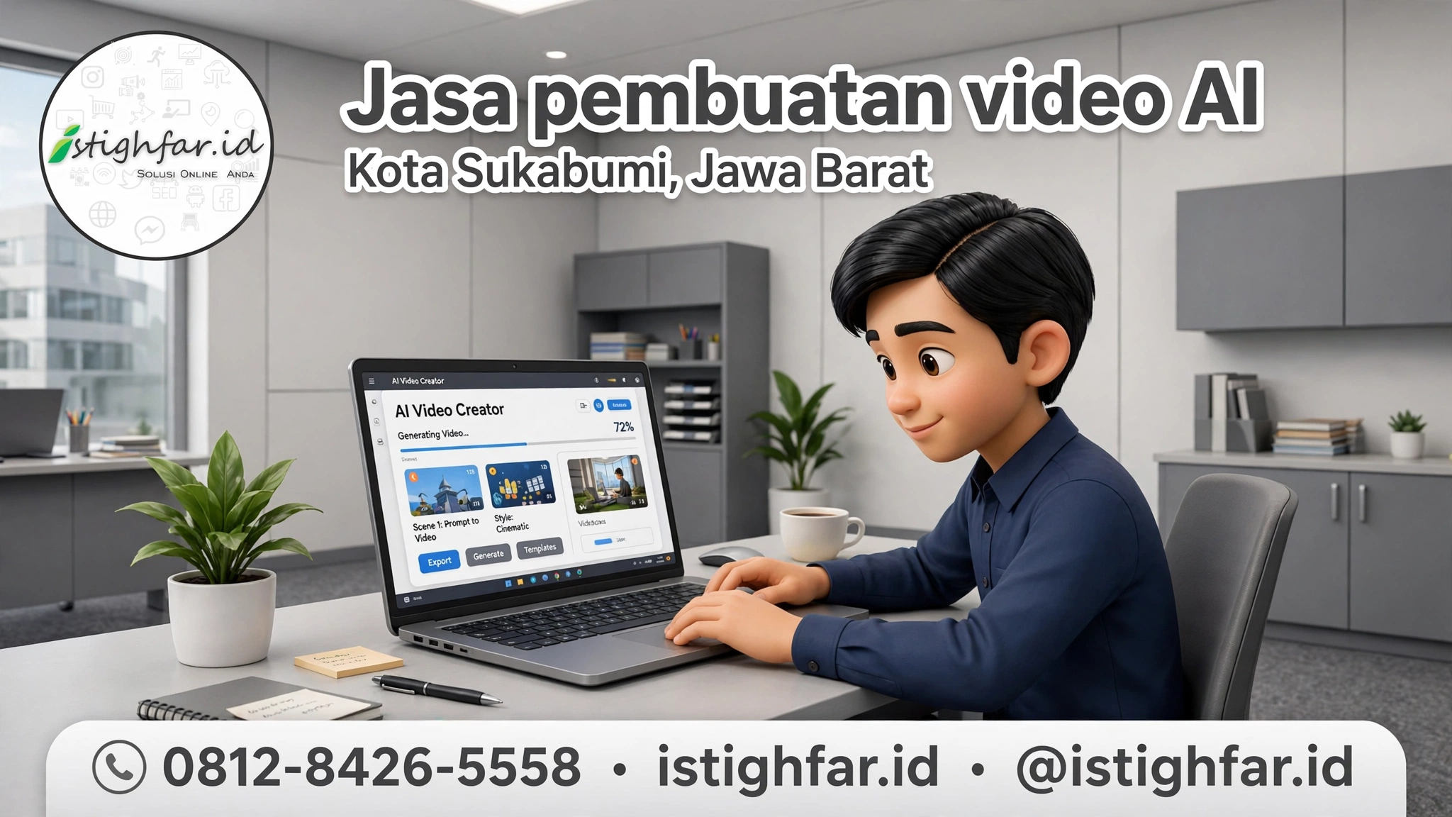 Jasa pembuatan video AI Sukabumi profesional bersama Istighfar Id untuk bisnis lokal